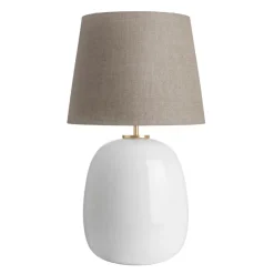 HADELAND GLASSVERK Bordlamper|Bordlamper-Austra Bordlampe 40*30*38 Beige skjerm Hvit