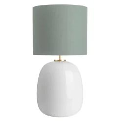 HADELAND GLASSVERK Bordlamper|Bordlamper-Austra Bordlampe 35*30 Blågrønn skjerm Hvit
