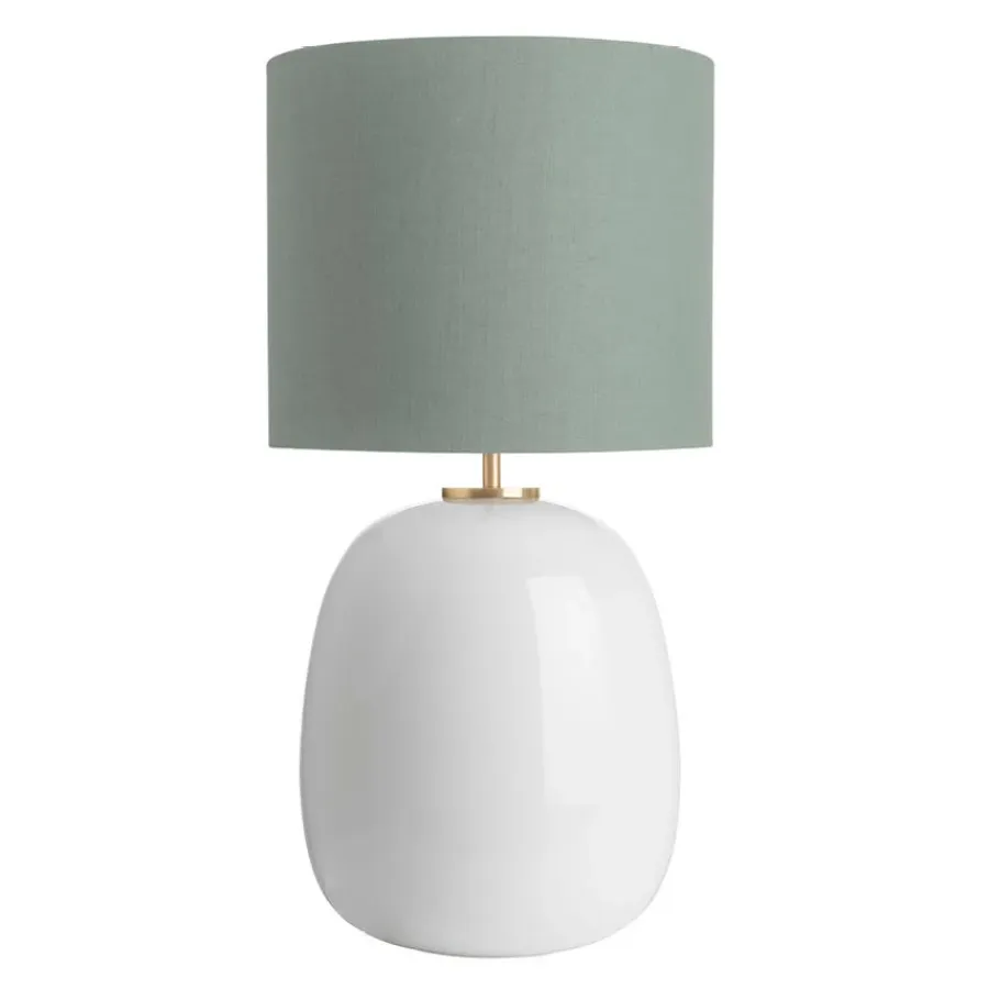 HADELAND GLASSVERK Bordlamper|Bordlamper-Austra Bordlampe 35*30 Blågrønn skjerm Hvit