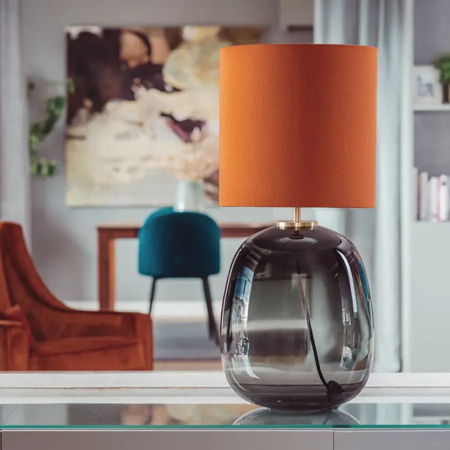 HADELAND GLASSVERK Bordlamper|Bordlamper-Austra Bordlampe , 30*35 Gul skjerm Hvit