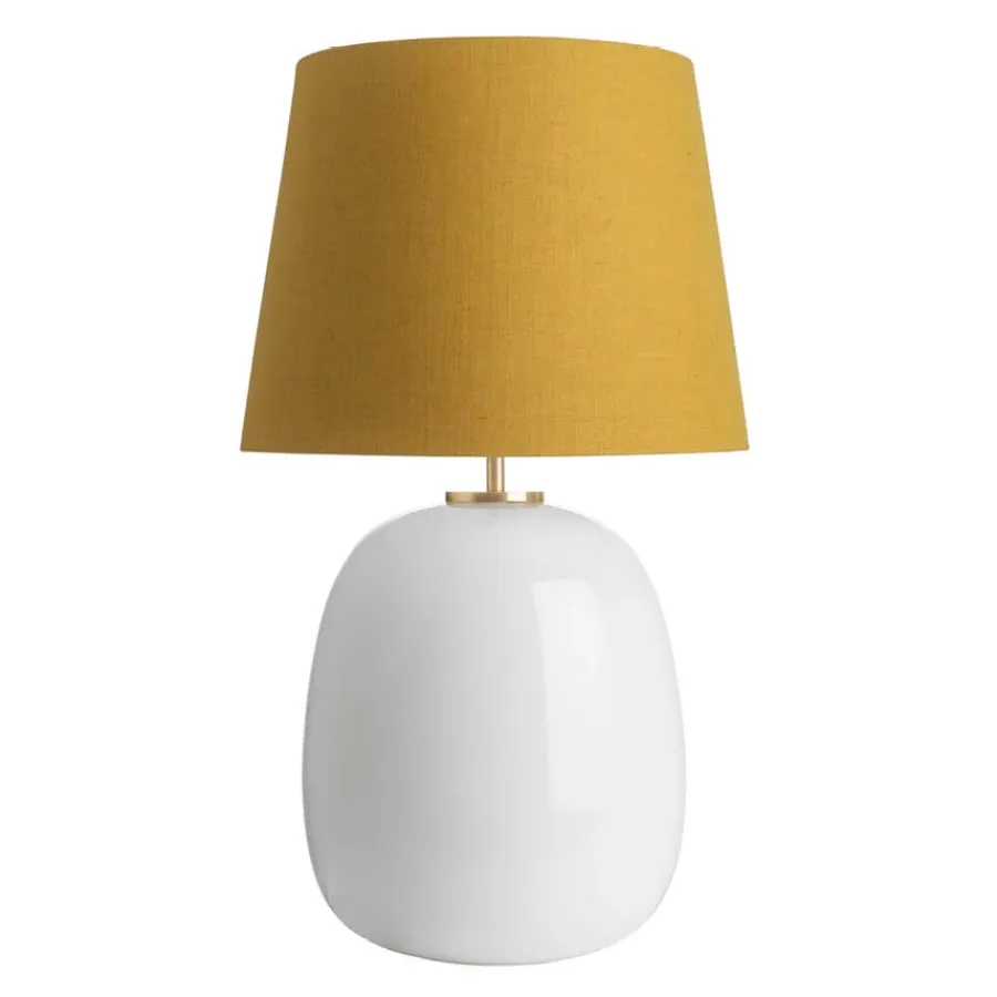 HADELAND GLASSVERK Bordlamper|Bordlamper-Austra Bordlampe 40*30*38 Gul skjerm Hvit