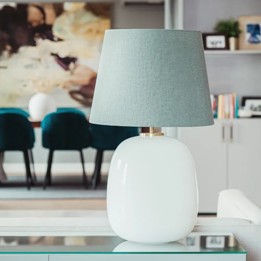 HADELAND GLASSVERK Bordlamper|Bordlamper-Austra Bordlampe 35*30 Sort skjerm Hvit