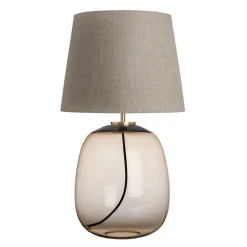 HADELAND GLASSVERK AS Bordlamper|Bordlamper-AUSTRA BORDLAMPE M. MESSING ARMATUR, BEIGE 40*30*38 SKJERM Kakao