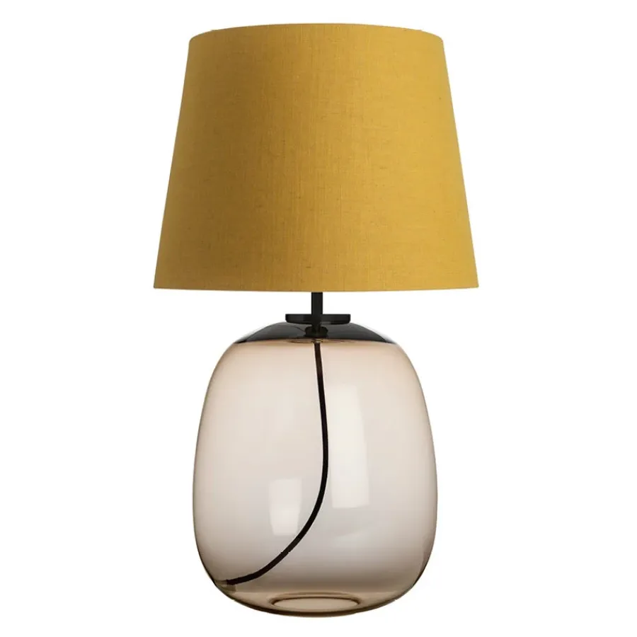 HADELAND GLASSVERK AS Bordlamper|Bordlamper-AUSTRA BORDLAMPE M. SORT ARMATUR, GUL 40*30*38 SKJERM Kakao