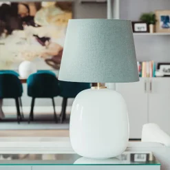HADELAND GLASSVERK AS Bordlamper|Bordlamper-AUSTRA BORDLAMPE M. SORT ARMATUR, GUL 40*30*38 SKJERM Kakao