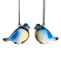 HADELAND GLASSVERK Glassfigurer-BLÅMEIS HENGEPYNT 5CM 2-PK