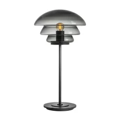 HADELAND GLASSVERK AS Bordlamper|Bordlamper-BORDLAMPE 4006 RØKGRÅ MED SORT METALLFOT Røkgrå