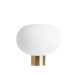 HADELAND GLASSVERK AS Bordlamper|Bordlamper-BORDLAMPE 4169 SMALL HVIT MATT M. MESSING SOKKEL