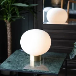 HADELAND GLASSVERK AS Bordlamper|Bordlamper-BORDLAMPE 4169 SMALL MATT M. SORT SOKKEL Hvit