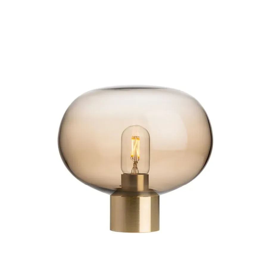 HADELAND GLASSVERK AS Bordlamper|Bordlamper-BORDLAMPE 4169 SMALL M. MESSING SOKKEL Kakao