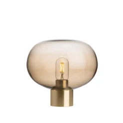 HADELAND GLASSVERK AS Bordlamper|Bordlamper-BORDLAMPE 4169 SMALL M. MESSING SOKKEL Kakao