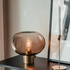 HADELAND GLASSVERK AS Bordlamper|Bordlamper-BORDLAMPE 4169 SMALL M. SORT SOKKEL Kakao