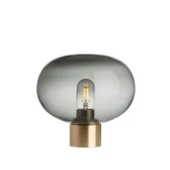 HADELAND GLASSVERK AS Bordlamper|Bordlamper-BORDLAMPE 4169 SMALL RØKGRÅ M. MESSING SOKKEL Røkgrå