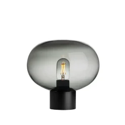 HADELAND GLASSVERK AS Bordlamper|Bordlamper-BORDLAMPE 4169 SMALL RØKGRÅ M. SORT SOKKEL Røkgrå