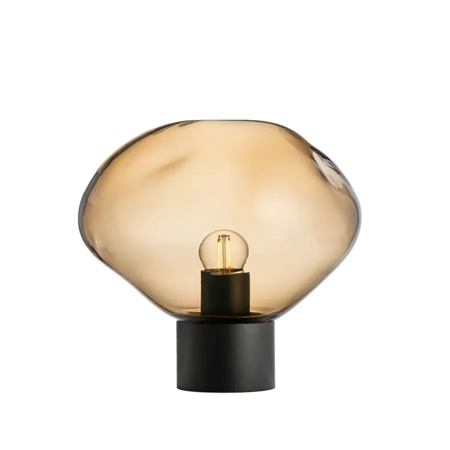 HADELAND GLASSVERK Bordlamper|Bordlamper-CRYSTAL STONE BORDLAMPE KAKAO