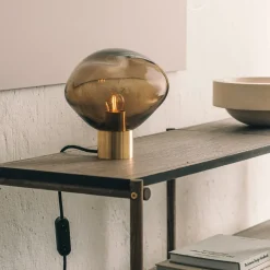 HADELAND GLASSVERK Bordlamper|Bordlamper-CRYSTAL STONE BORDLAMPE KAKAO