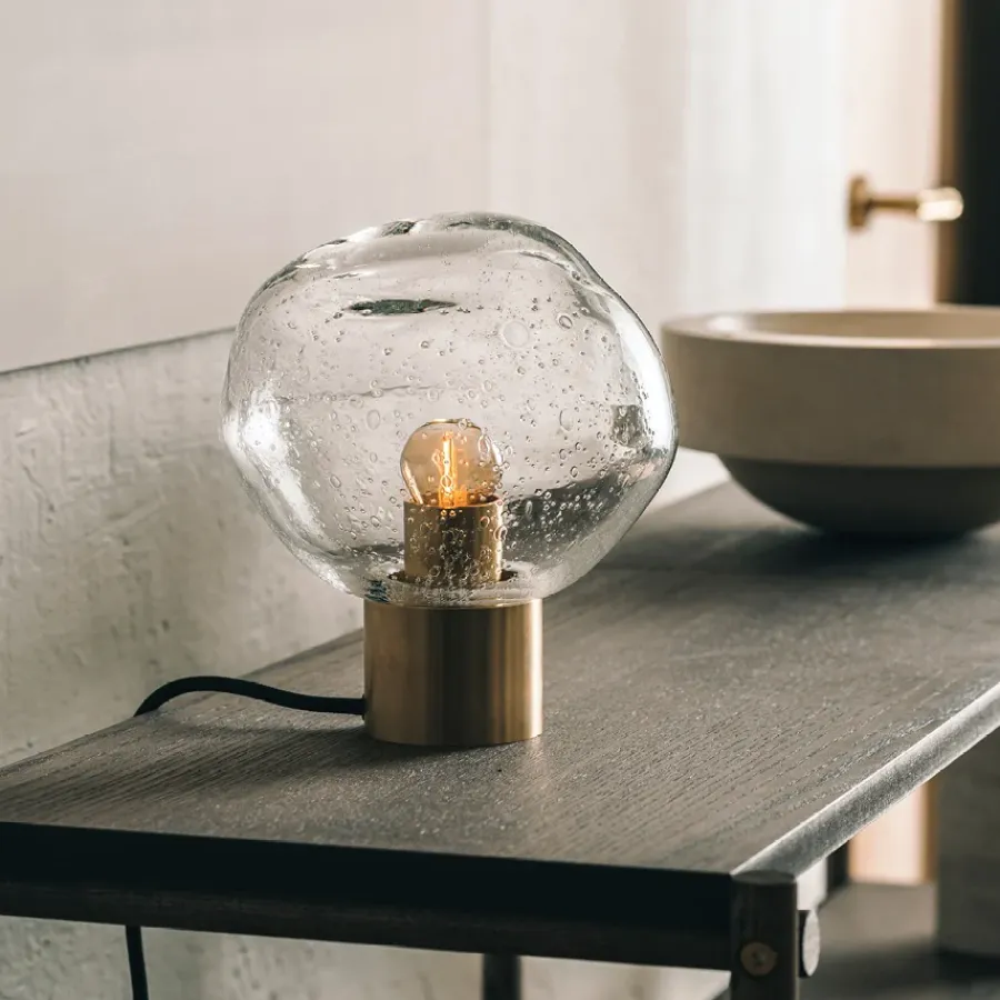 HADELAND GLASSVERK Bordlamper|Bordlamper-CRYSTAL STONE BORDLAMPE KLAR M/SODA