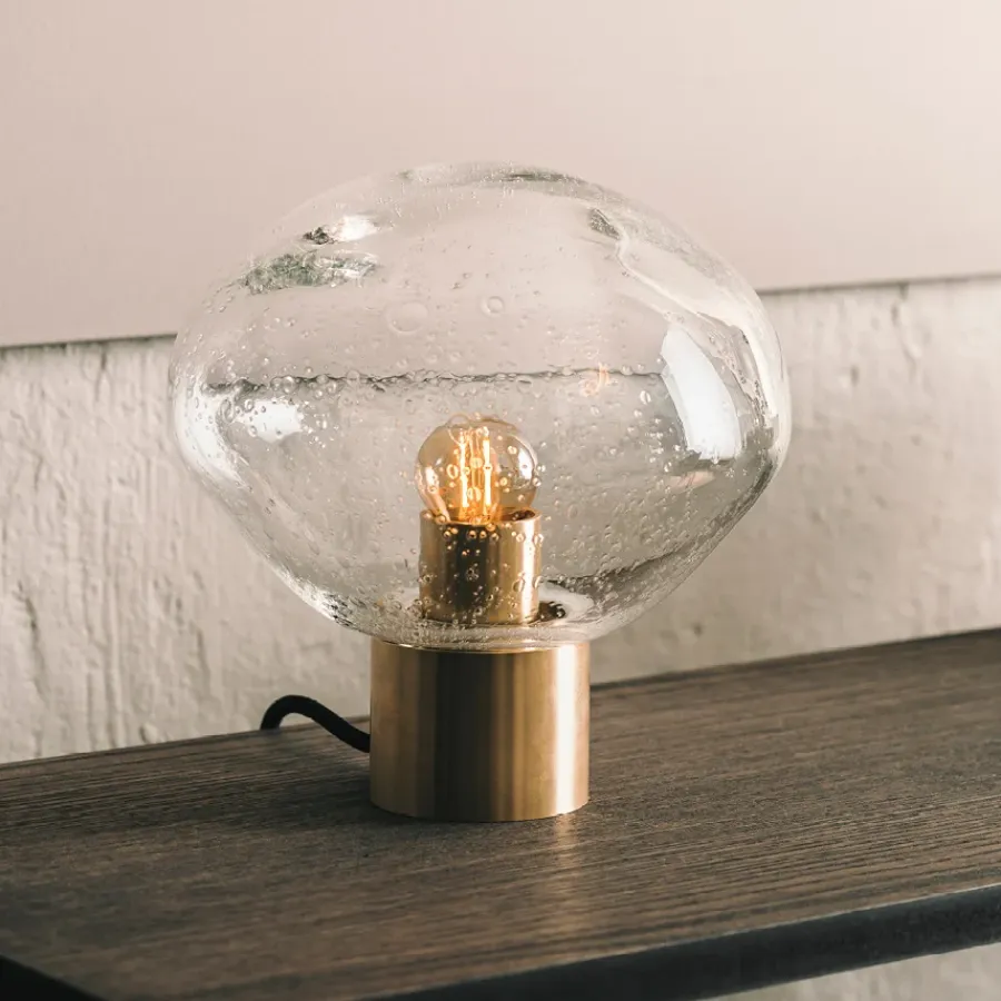 HADELAND GLASSVERK Bordlamper|Bordlamper-CRYSTAL STONE BORDLAMPE KLAR M/SODA