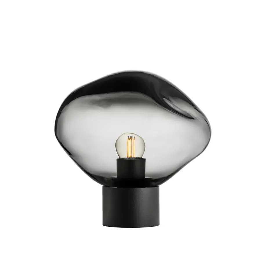 HADELAND GLASSVERK Bordlamper|Bordlamper-CRYSTAL STONE BORDLAMPE LYS RØKGRÅ