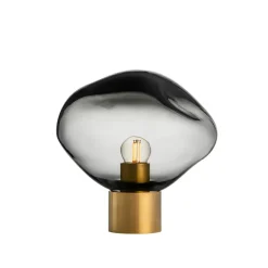 HADELAND GLASSVERK Bordlamper|Bordlamper-CRYSTAL STONE BORDLAMPE LYS RØKGRÅ