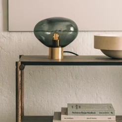 HADELAND GLASSVERK Bordlamper|Bordlamper-CRYSTAL STONE BORDLAMPE LYS RØKGRÅ