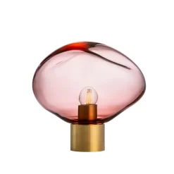 HADELAND GLASSVERK Bordlamper|Bordlamper-CRYSTAL STONE BORDLAMPE MORGENRØD
