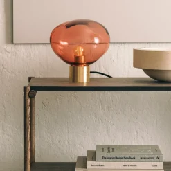 HADELAND GLASSVERK Bordlamper|Bordlamper-CRYSTAL STONE BORDLAMPE MORGENRØD