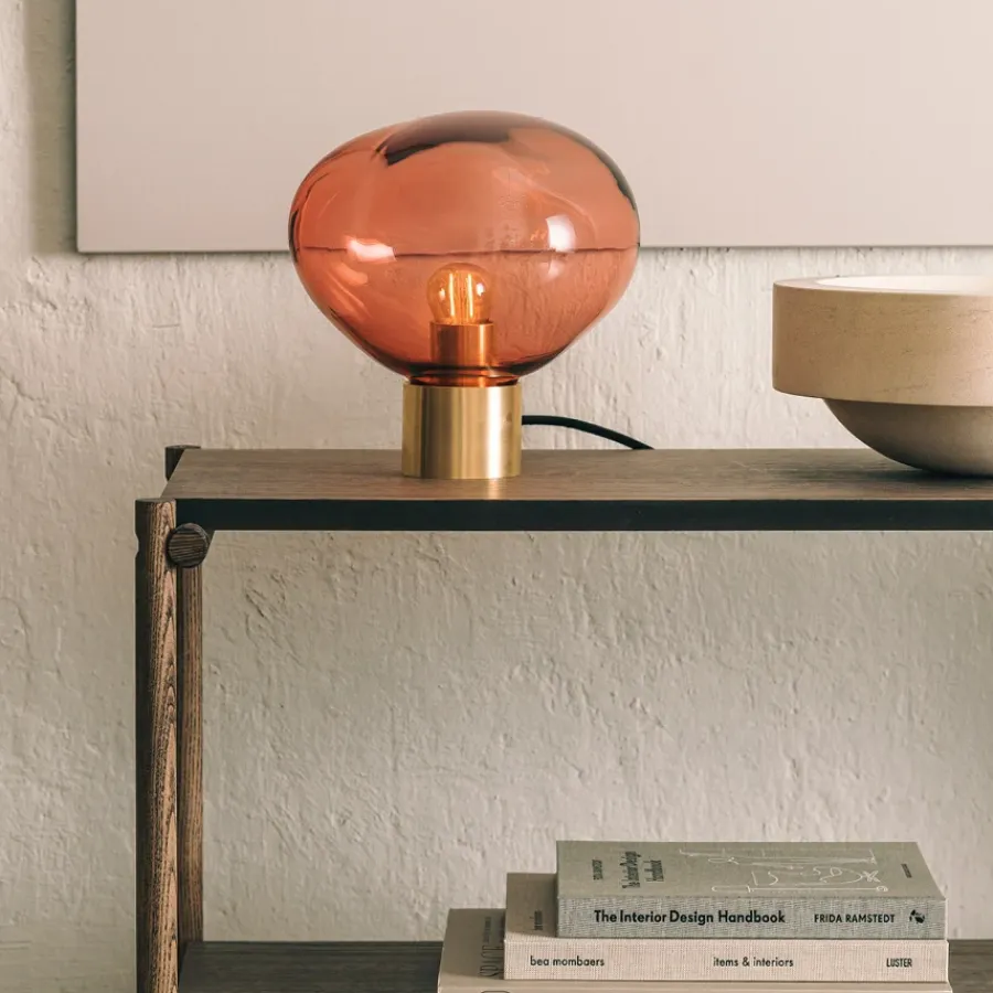 HADELAND GLASSVERK Bordlamper|Bordlamper-CRYSTAL STONE BORDLAMPE MORGENRØD