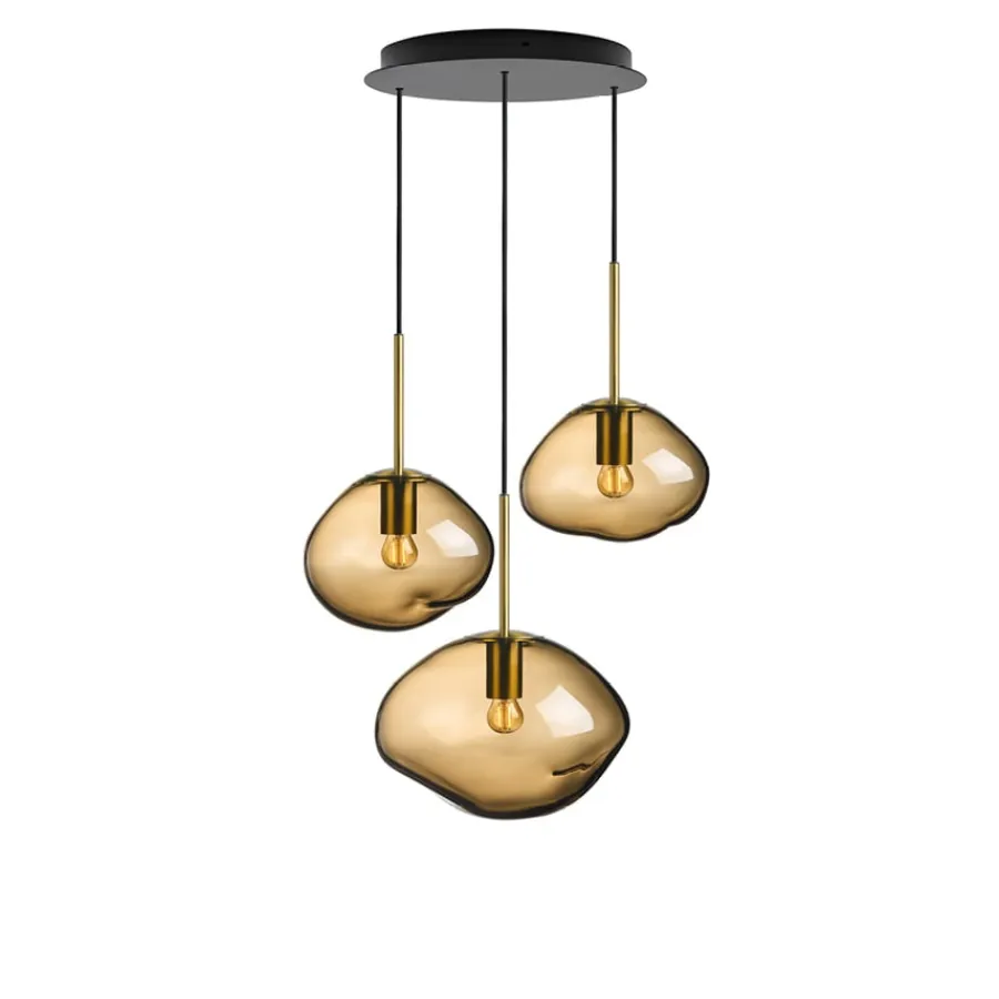 HADELAND GLASSVERK Taklamper|Crystal Stone-CRYSTAL STONE MOOKA 3 STK Kakao