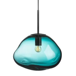 HADELAND GLASSVERK Taklamper|Crystal Stone-CRYSTAL STONE PENDELLAMPE BLÅGRØNN