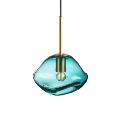 HADELAND GLASSVERK Taklamper|Crystal Stone-CRYSTAL STONE PENDELLAMPE BLÅGRØNN