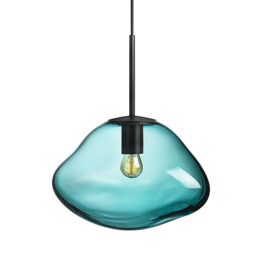 HADELAND GLASSVERK Taklamper|Crystal Stone-CRYSTAL STONE PENDELLAMPE BLÅGRØNN