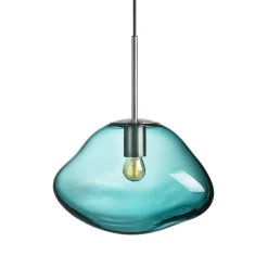 HADELAND GLASSVERK Taklamper|Crystal Stone-CRYSTAL STONE PENDELLAMPE BLÅGRØNN