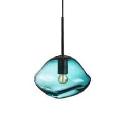HADELAND GLASSVERK Taklamper|Crystal Stone-CRYSTAL STONE PENDELLAMPE BLÅGRØNN