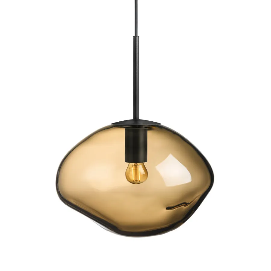 HADELAND GLASSVERK Taklamper|Crystal Stone-CRYSTAL STONE PENDELLAMPE KAKAO