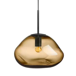 HADELAND GLASSVERK Taklamper|Crystal Stone-CRYSTAL STONE PENDELLAMPE KAKAO