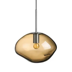 HADELAND GLASSVERK Taklamper|Crystal Stone-CRYSTAL STONE PENDELLAMPE KAKAO