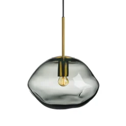 HADELAND GLASSVERK Taklamper|Crystal Stone-CRYSTAL STONE PENDELLAMPE LYS RØKGRÅ