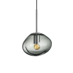HADELAND GLASSVERK Taklamper|Crystal Stone-CRYSTAL STONE PENDELLAMPE LYS RØKGRÅ