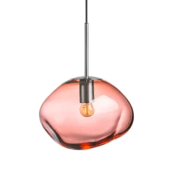 HADELAND GLASSVERK Taklamper|Crystal Stone-CRYSTAL STONE PENDELLAMPE MORGENRØD