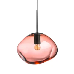 HADELAND GLASSVERK Taklamper|Crystal Stone-CRYSTAL STONE PENDELLAMPE MORGENRØD