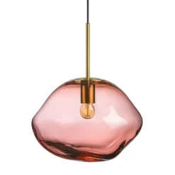 HADELAND GLASSVERK Taklamper|Crystal Stone-CRYSTAL STONE PENDELLAMPE MORGENRØD