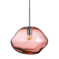 HADELAND GLASSVERK Taklamper|Crystal Stone-CRYSTAL STONE PENDELLAMPE MORGENRØD
