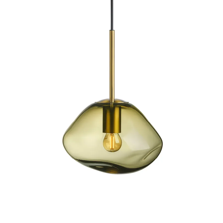 HADELAND GLASSVERK Taklamper|Crystal Stone-CRYSTAL STONE PENDELLAMPE OLIVEN