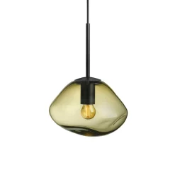 HADELAND GLASSVERK Taklamper|Crystal Stone-CRYSTAL STONE PENDELLAMPE OLIVEN