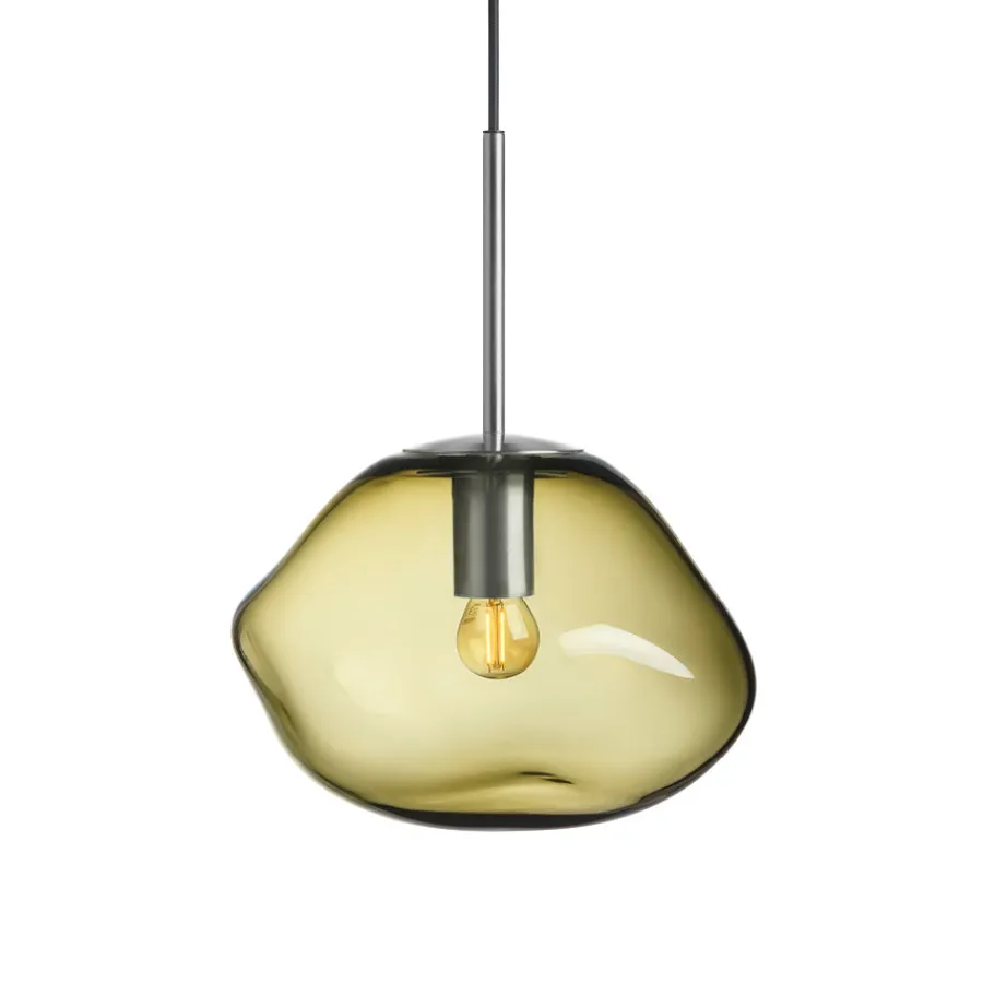 HADELAND GLASSVERK Taklamper|Crystal Stone-CRYSTAL STONE PENDELLAMPE OLIVEN