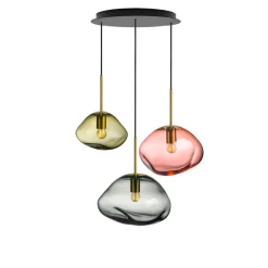 HADELAND GLASSVERK AS Taklamper|Crystal Stone-CRYSTAL STONE SOLSTEN 3 STK Flerfarget