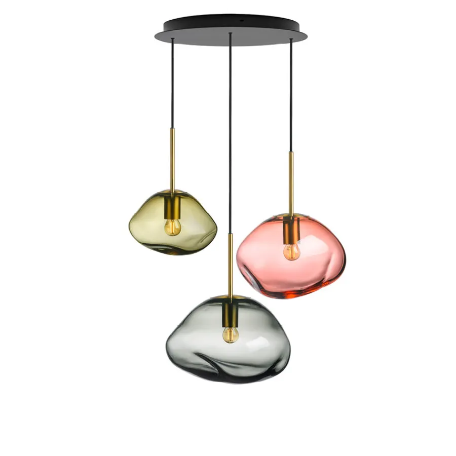 HADELAND GLASSVERK AS Taklamper|Crystal Stone-CRYSTAL STONE SOLSTEN 3 STK Flerfarget