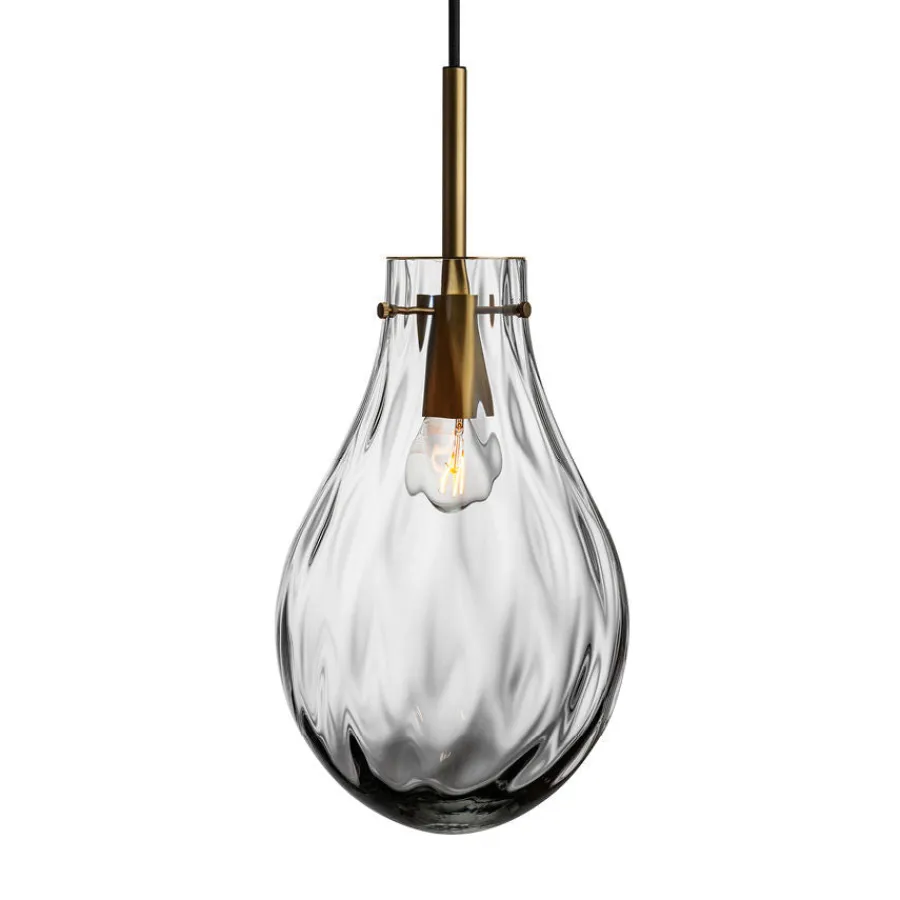HADELAND GLASSVERK AS Taklamper|Dråpe-DOBBELTOPTIKK LYS RØKGRÅ 285MM