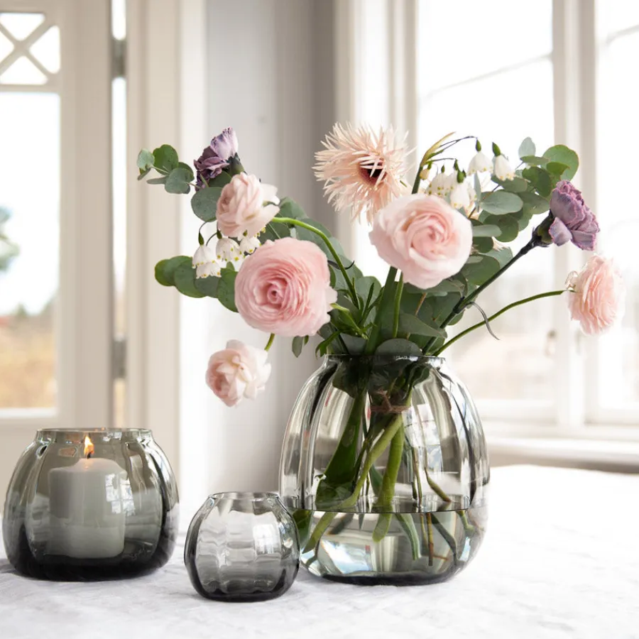 HADELAND GLASSVERK AS Lyslykter Og Lanterner-ELLA LYSLYKT 9 CM 2PK RØKGRÅ